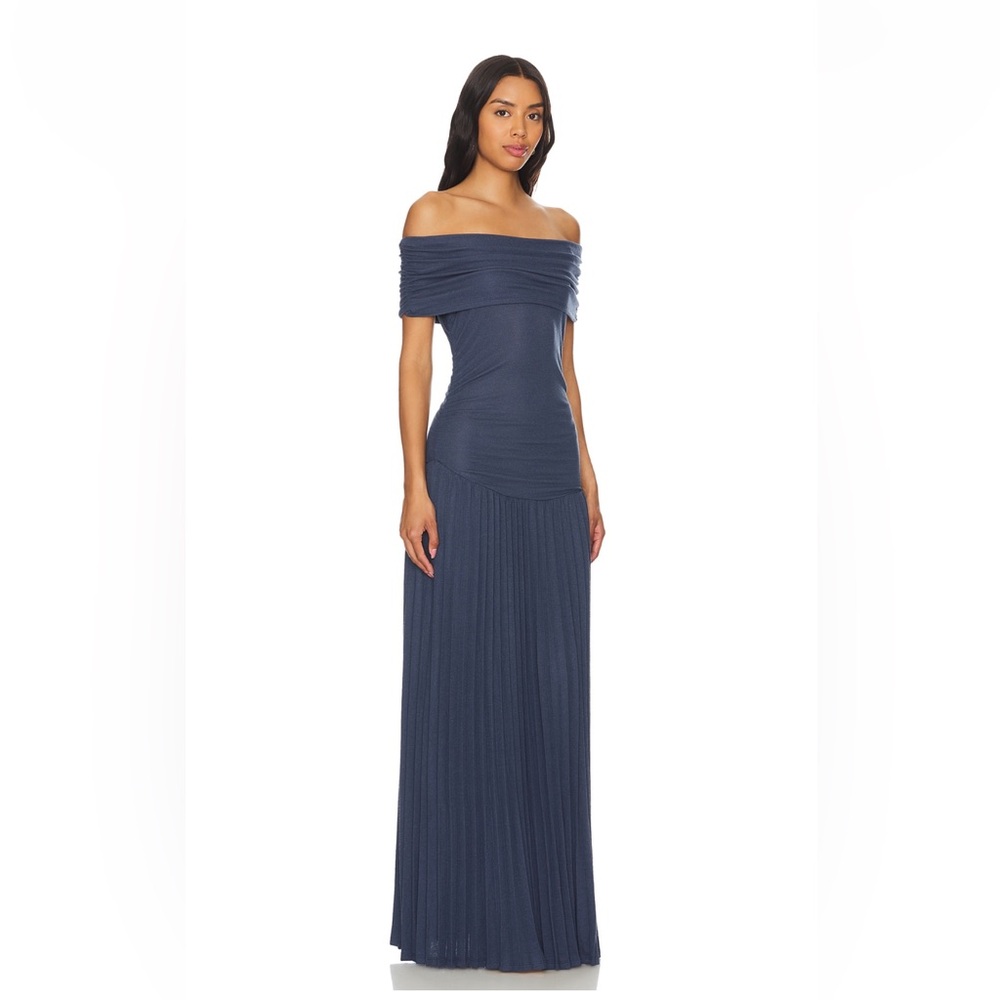 Lioness Off-Shoulder Navy Maxi Dress